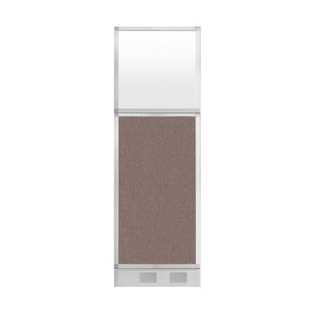 Versare Hush Panel Configurable Cubicle Partition 2' x 6' Latte Fabric Frosted Window w/ Cable Channel 1856213-3